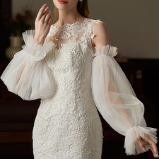 Bridal Arm Covers Long Bell Sleeves Mesh for Wedding Dress Decorative Comfort