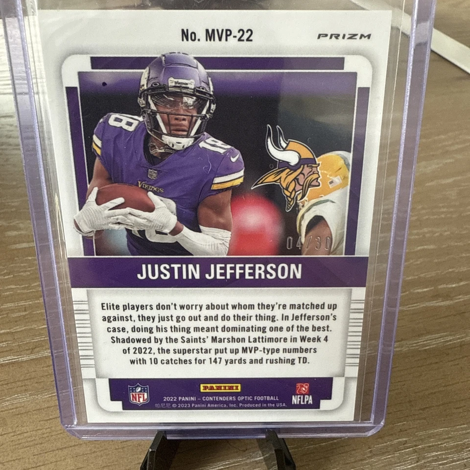 2022 Contenders Optic Justin Jefferson #MVP-22 Green Pulsar MVP Vikings 04/30 🏈 - Image 2 of 4