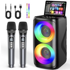 Gralal Portable Karaoke Machine Adults LED Lights Bluetooth Speaker 2 Karaoke