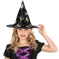 Hexenhut Kinder Schwarz Gold Hexe Hut Halloween Kinderhexenhut