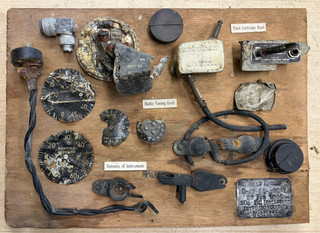 WW2 USAAF B 17 CRASH 1944 BOARD RELICS 303 B.G. "HELLS ANGEL" COCKPIT REMAINS.