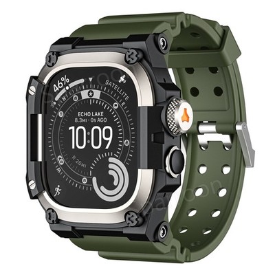 For Apple Watch Ultra 3/2/1 49mm Silicone Band Strap + Heavy Duty Bumper Case