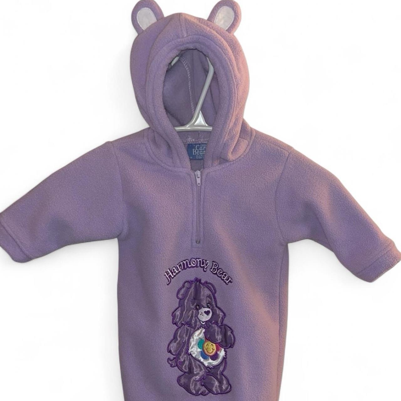 2005 Purple Care Bears Harmony Bear Outfit Snowsuit Footies 6-9m Y2K Vintage