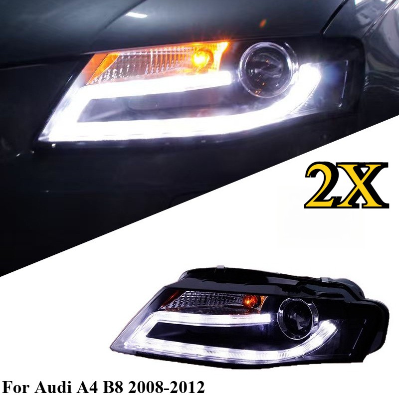 2X For Audi A4 B8 2008-12 UPGRADE HID Headlights LED DRL Turn