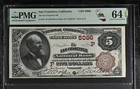 1882 $5 Bank of San Francisco CA Fr. 475 Large National Currency Note - PMG 64
