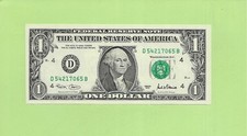 2001 ..UNCIRC $1  D 5421 7065 B  .... 2001  $1  D-B       NICE NOTE        FRN