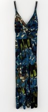 Lily Blue Green Floral Maxi Dress Size L Boho Beach Vacation Sundress