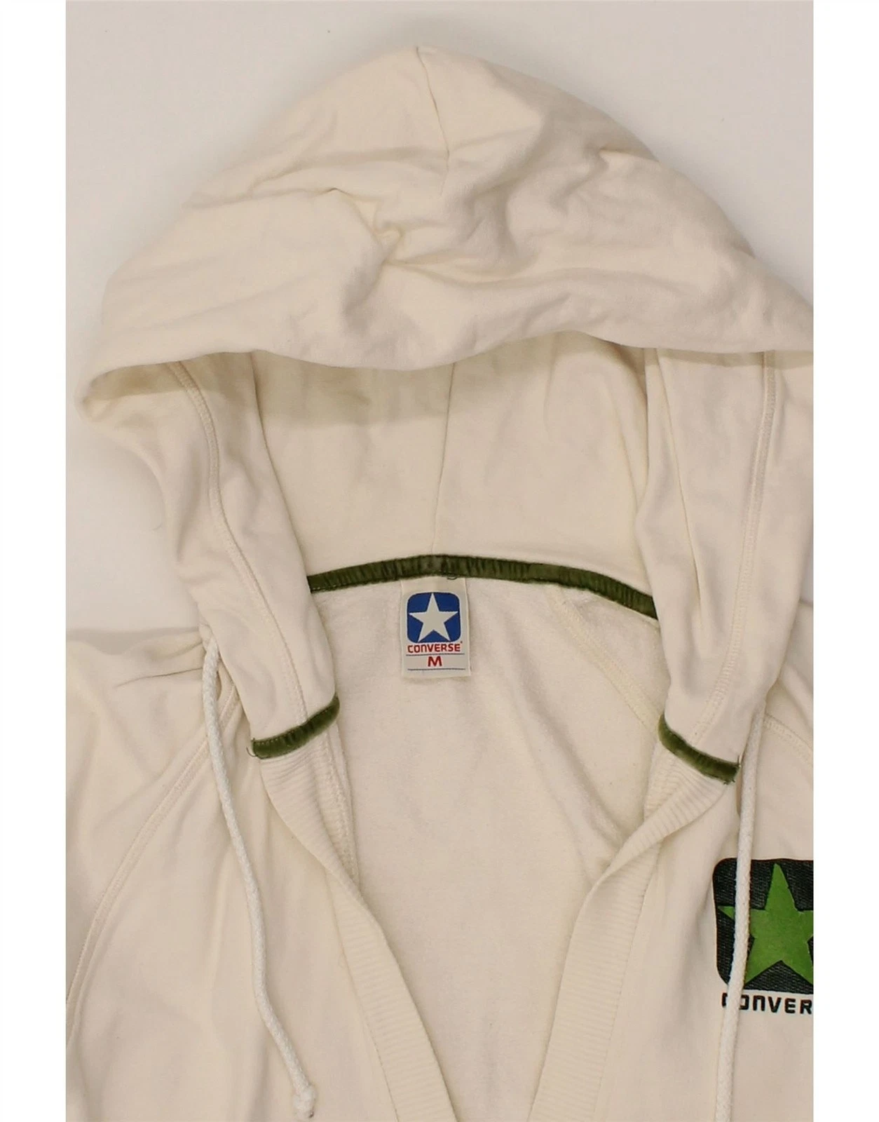 OFF WHITE CONVERSE maglione donna grafico con cappuccio UK 12 medio bianco sporco cotone CH12