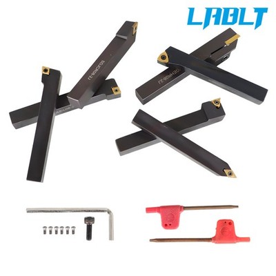 LABLT 7 Pcs 1/2'' Carbide Indexable Turning Tool Bit Thread Insert+Holder