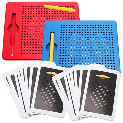 Playtastic 2er-Set magnetische Reise-Zeichentafeln, Stift & Vorlagen, rot & blau