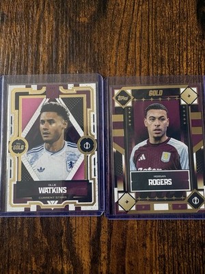 Topps Gold UEFA Europa League Aston Villa Watkins & Rogers Current Stars 2x