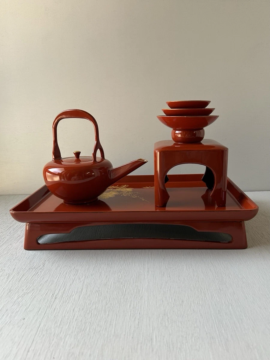 红色木制日本古董玻璃杯和杯子| eBay