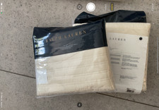 2 Ralph Lauren Reed Hollywood Cream King Pillow Shams New