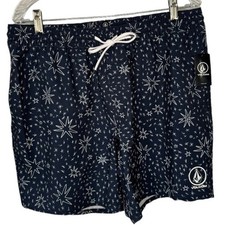 Volcom Manic Trunk 17 Men's Blue White Stars Swim Trunks Size Extra Large XL NWT