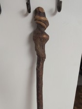 Vine Twisted Wooden Walking Stick w Some Bark Attached Dark Brown Hues 60" Long