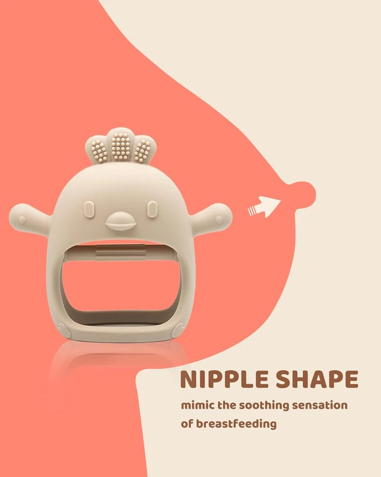 2 Pack Baby Teething Mitten Silicone Teether Toy 0–12M BPA Free - Image 2 of 4