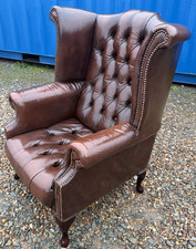 Brown Leather Chesterfield Tufted Wing Back Chair Vintage FREE GB Delivery🚚🚚🚚