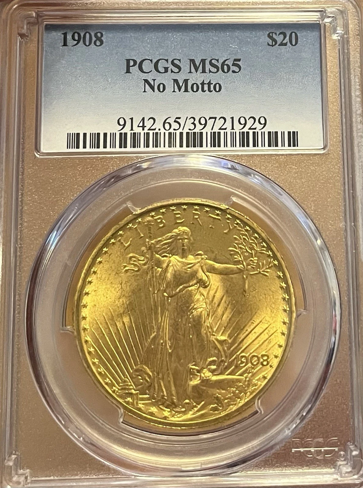1908 NM PCGS MS65 $20 Saint Gaudens Gold Double Eagle