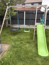 Large Wooden Swing Set Slide Nest Swing Toddler Seat Garden Play Set
