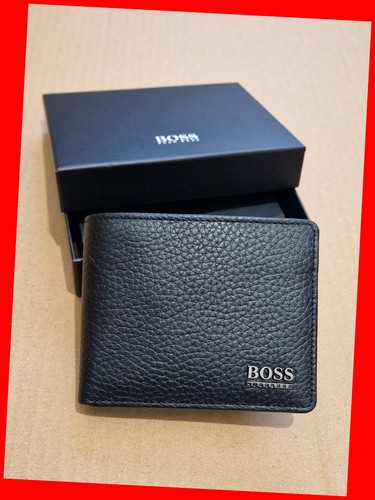 HUGO BOSS Moneme Men’s Leather Bifold Wallet Black Coin Pocket Gift