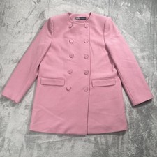 Zara Double Breasted Blazer Coat Women L Pink Career Barbie Glam Feminine Preppy