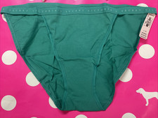 NEW 2021 Victoria's Secret Signature Cotton String Bikini Panties L Solid Teal