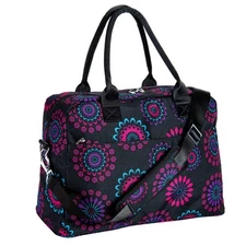 Floral Overnight Bag for Women Purple Circle Medium