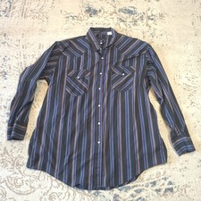 Rock Creek Ranch Mens Shirt Size Big 17.5 Pearl Snap Westerm Cowboy Cotton Blend