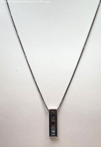 925 Sterling CZ Vertical Bar Pendant Necklace 5.6g
