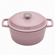 6L Cast Iron Enameled Dutch Oven Pot Casserole Dish with Lid Non-Stick Pink 28cm