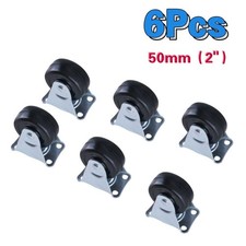 6 x Castor Wheels 50mm Heavy Duty Swivel Trolley Black Caster Rubber