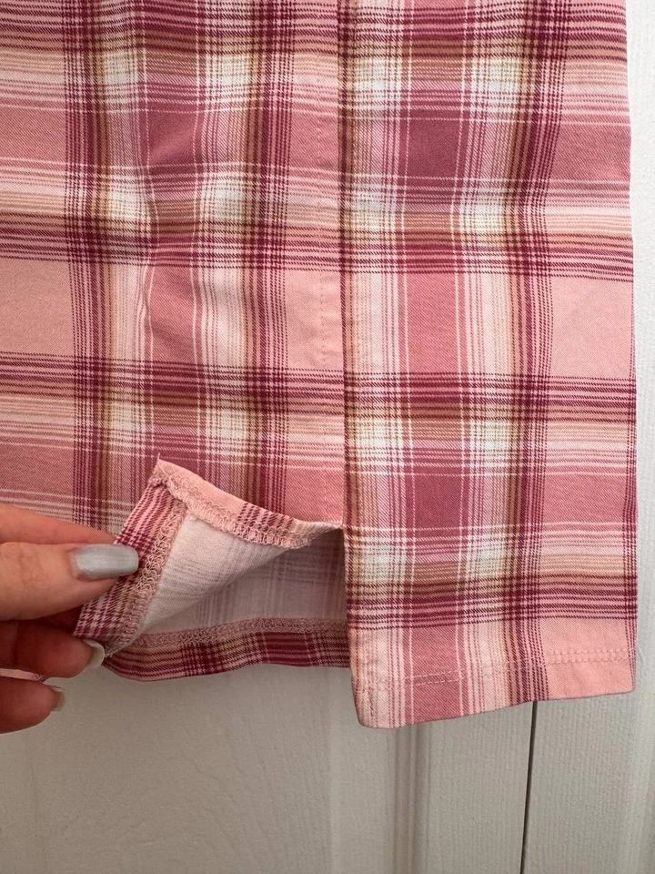 Mini-saia elástica xadrez rosa para meninas – Tamanho aprox. 8–10Y - Imagem 3 de 4