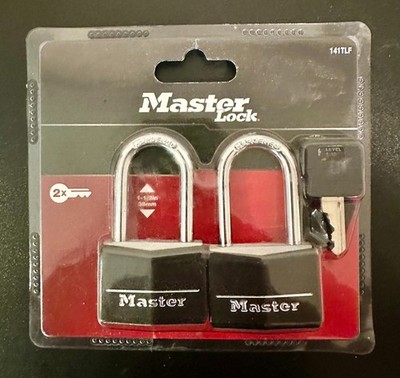 Master Lock, 141TLF, 2 Pack, Keyed alike, 1-1/2'' Shackle, 2 Keys *NEW*
