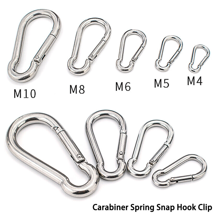 (1, M5 x 50mm) Carabiner Hook Clip Heavy Duty Snap Hook Spring Clip Galvanised Steel