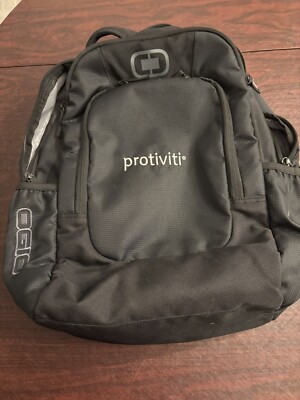 Ogio Logan Padded Backpack / Laptop Bag (411092) - Black W/ Embroidered Logo