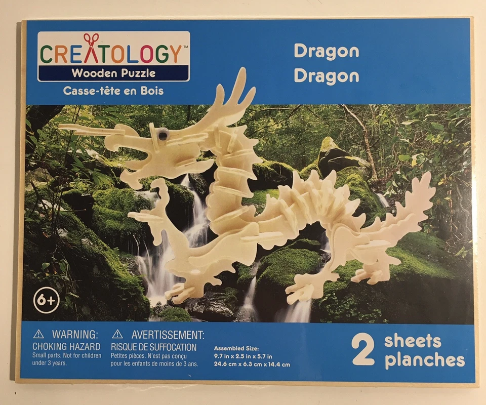 Creatología Serpiente Serpiente y Dragón Volador Rompecabezas de Madera Lote de 2 - NUEVO Foto 2 de 4