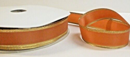  DELIGHTFUL BROWNISH RIBBONS WITH GOLD EDGE  23 MM WIDE ,10 METERS ,FREE P&P! - Picture 1 of 2