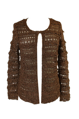 Alfani Prima Kupfer Lurex Häkel Strickjacke S
