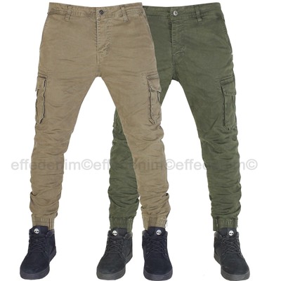 Pantaloni Uomo Cargo con Tasche Laterali EffeDenim Multitasche con Tasconi  slim | eBay