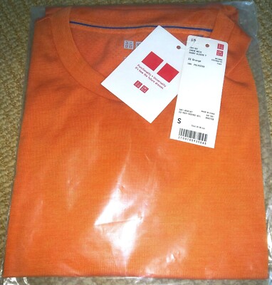 UNIQLO Men's Dry-EX Short Sleeve Fitness Athletic Crewneck T-Shirt S ORANGE  NWT!