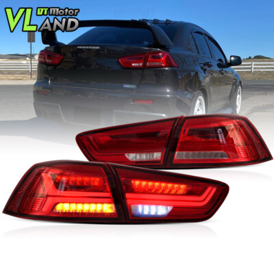 RED VLAND FULL LED Tail Lights For 2008-2017 Mitsubishi Lancer EVO X Sequential
