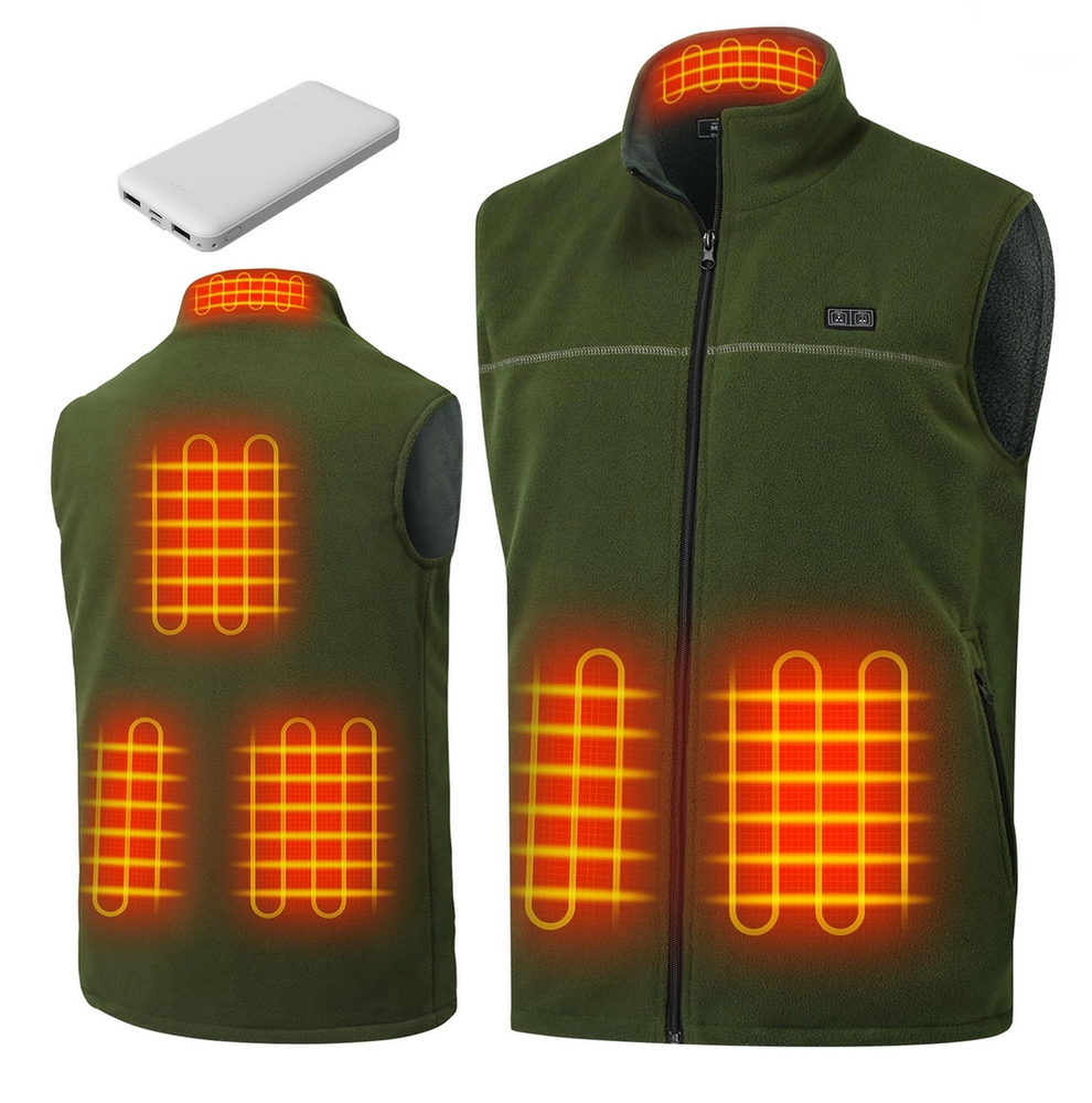 Heated Fleece Gilet with 12000mAh Power Bank - Large Size for Warmth & Convenience
