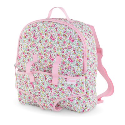 Pink Doll Carrier Backpack for 12 Inch Dolls Adjustable Straps Floral Print