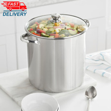Stainless Steel 16-Quart Stock Pot with Glass Lid, Induction Compatible, Stainle