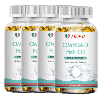 Omega 3 Fish Oil Capsules 3x Strength 3600mg EPA & DHA, Highest Potency 120Pills