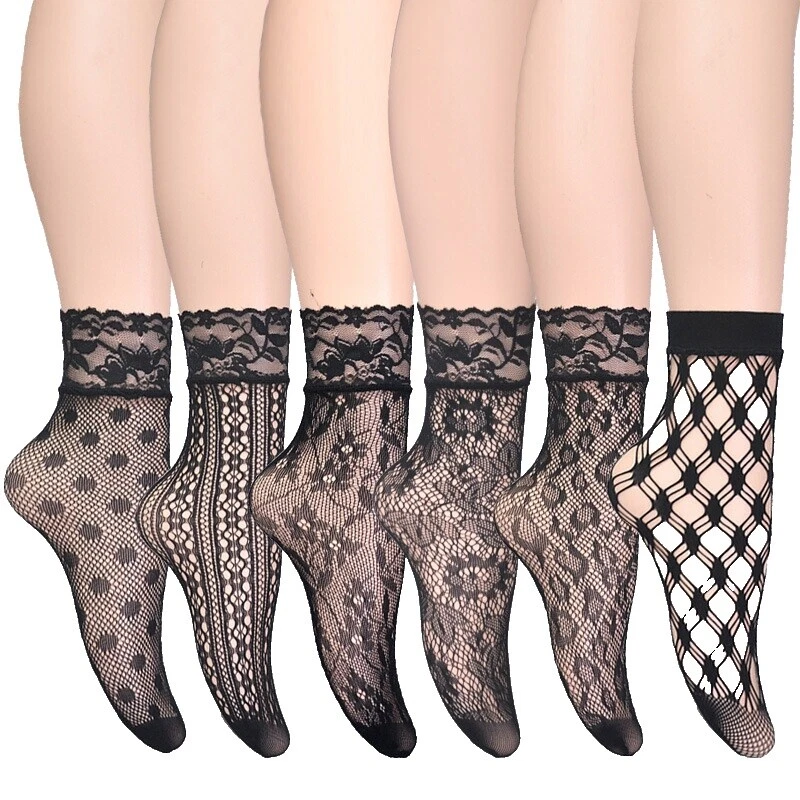 Calcetines de Tobillo Encaje Negro para Mujer