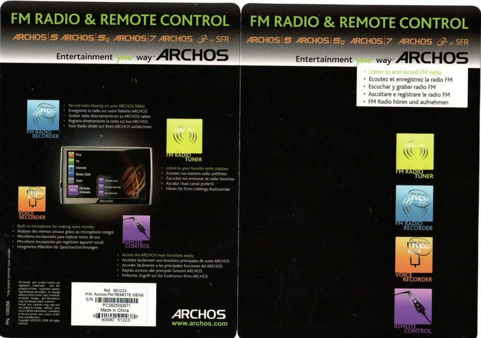 Archos 5 / 5g / 7 FM Radio & Remote Control, Voice Recorder, FM Radio Record NEU - Bild 2 von 3