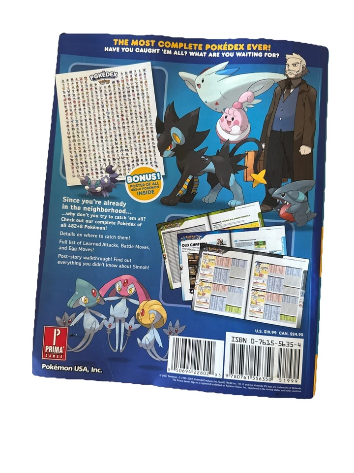 Pokemon Diamond and Pearl Strategy Guide Vol  2 Pokedex No Poster - Image 2 of 4