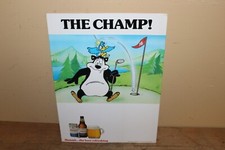 Vintage 1970's The Champ! Hamm's Beer Bear Golf Golfing 15" Easel Back Sign
