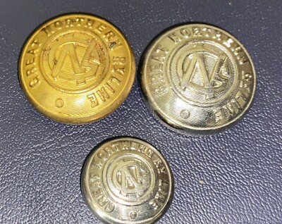 3 different Great Northern Railroad Uniform Button covers